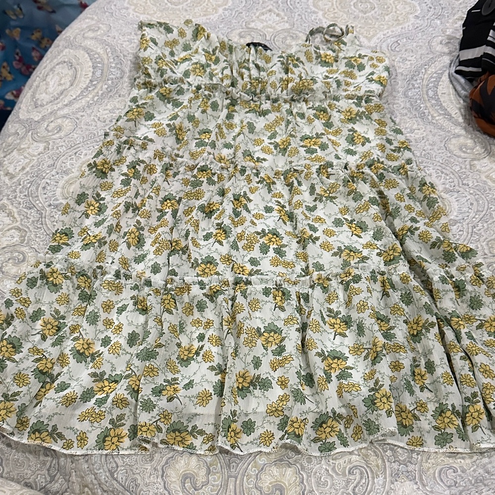 Matix Clothing Company Floral Mini Dress - Yellow and Green
